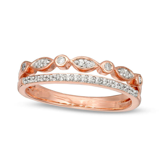 0.17 CT. T.W. Natural Diamond Two Row Stackable Band in Solid 10K Rose Gold