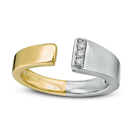 ZALES x SCAD 0.05 CT. T.W. Natural Diamond Three Stone Tapered Open Ring in Solid 10K Two-Tone Gold