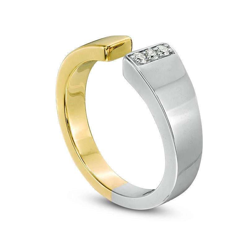 ZALES x SCAD 0.05 CT. T.W. Natural Diamond Three Stone Tapered Open Ring in Solid 10K Two-Tone Gold