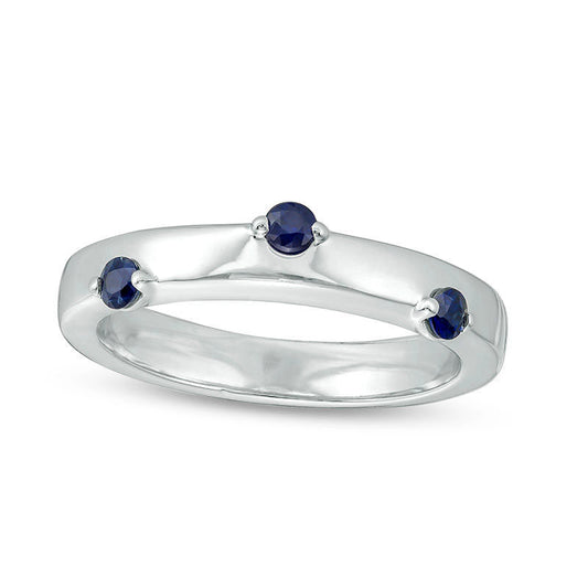 ZALES x SCAD Blue Sapphire Three Stone Scatter Ring in Sterling Silver