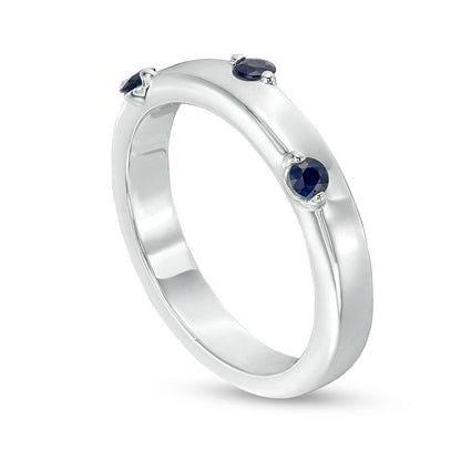ZALES x SCAD Blue Sapphire Three Stone Scatter Ring in Sterling Silver