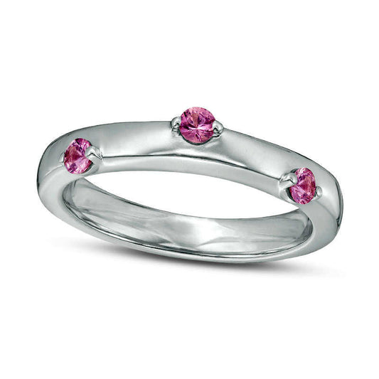 ZALES x SCAD Pink Sapphire Three Stone Scatter Ring in Sterling Silver