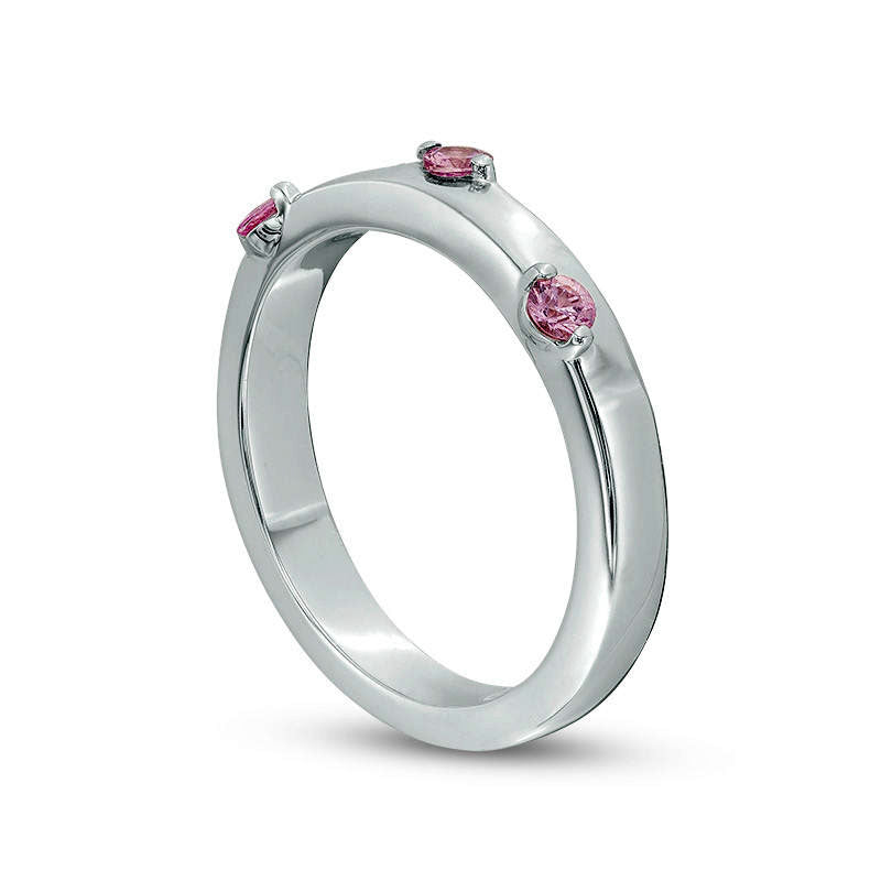 ZALES x SCAD Pink Sapphire Three Stone Scatter Ring in Sterling Silver