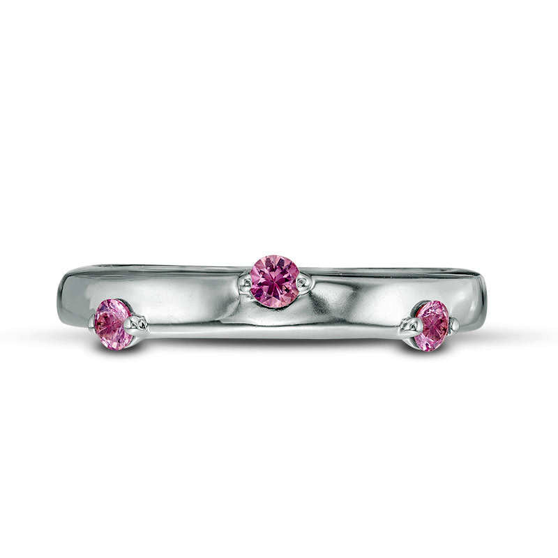 ZALES x SCAD Pink Sapphire Three Stone Scatter Ring in Sterling Silver