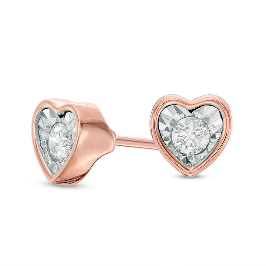 0.13 CT. T.W. Diamond Solitaire Heart-Shaped Stud Earrings in 10K Rose Gold