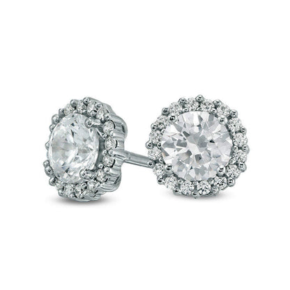 1 CT. T.W. Diamond Frame Stud Earrings in 14K White Gold