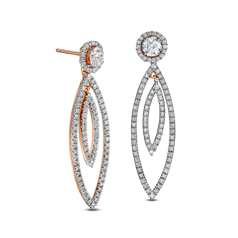 1 CT. T.W. Diamond Frame and Double Open Marquise Drop Earring Jackets in 14K Rose Gold