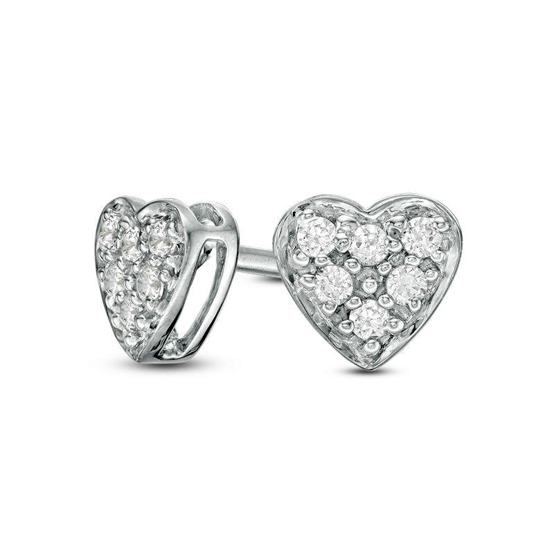 0.13 CT. T.W. Composite Diamond Heart Stud Earrings in 10K White Gold