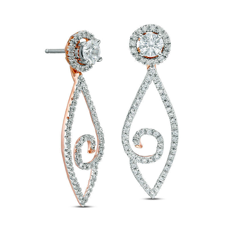 0.75 CT. T.W. Diamond Frame and Swirl Marquise Drop Earring Jackets in 14K Rose Gold