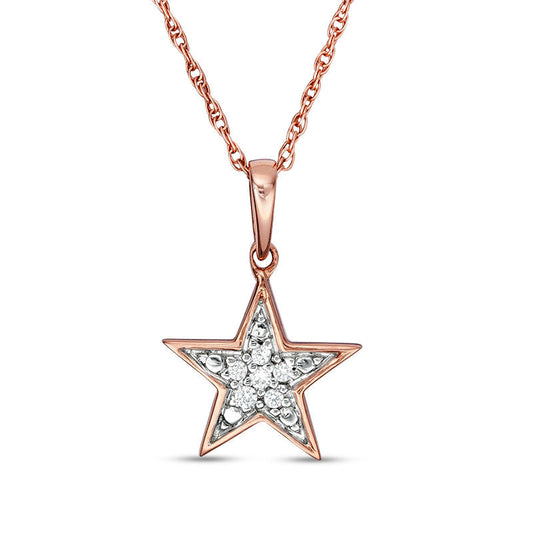 0.05 CT. T.W. Natural Diamond Star Charm Pendant in 10K Rose Gold