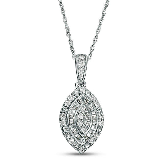 0.25 CT. T.W. Composite Natural Diamond Double Marquise Frame Pendant in Sterling Silver