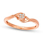 Quad Natural Diamond Accent Bypass Antique Vintage-Style Promise Ring in Solid 10K Rose Gold