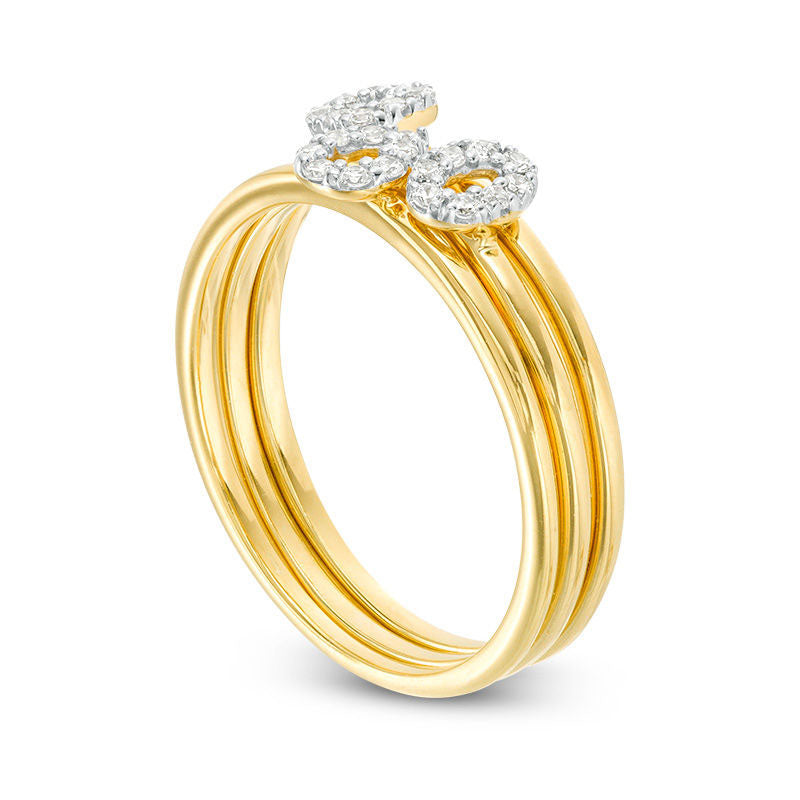 0.17 CT. T.W. Natural Diamond Geometric Outline Three Piece Stackable Band Set in Solid 10K Yellow Gold