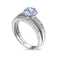 6.5mm Aquamarine and 0.25 CT. T.W. Natural Diamond Antique Vintage-Style Bridal Engagement Ring Set in Solid 10K White Gold