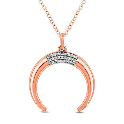 0.1 CT. T.W. Natural Diamond Crescent Pendant in Sterling Silver and 14K Rose Gold Plate