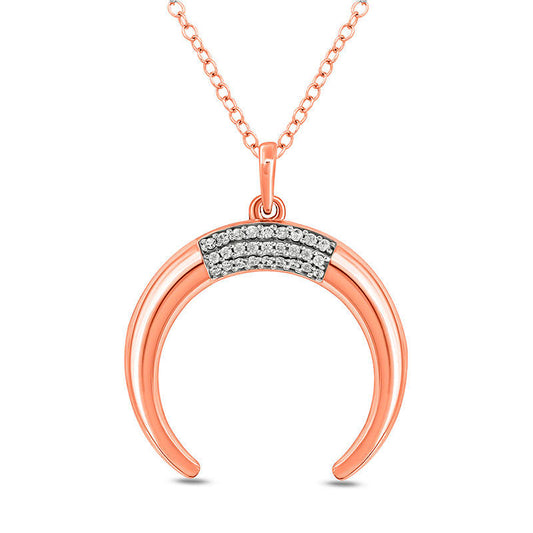 0.1 CT. T.W. Natural Diamond Crescent Pendant in Sterling Silver and 14K Rose Gold Plate