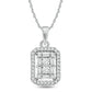 0.25 CT. T.W. Baguette and Round Natural Diamond Rectangular Frame Pendant in 10K White Gold