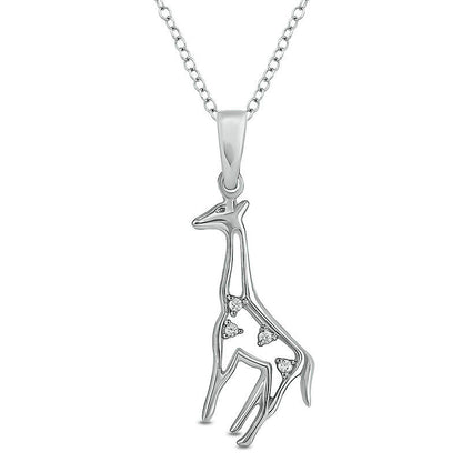 Natural Diamond Accent Giraffe Pendant in Sterling Silver