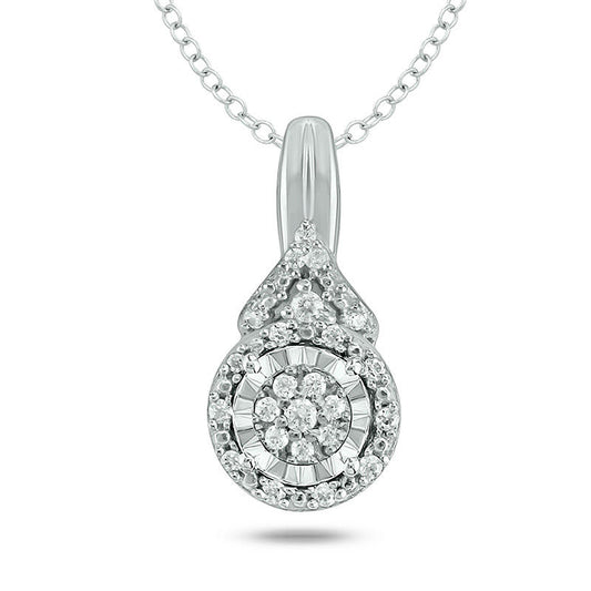 0.1 CT. T.W. Composite Natural Diamond Frame Chevron Pendant in Sterling Silver