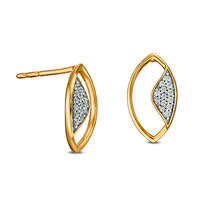 0.05 CT. T.W. Diamond Open Marquise Stud Earrings in Sterling Silver with 14K Gold Plate