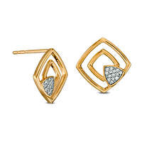 0.05 CT. T.W. Diamond Geometric Open Double Cushion Stud Earrings in Sterling Silver with 14K Gold Plate