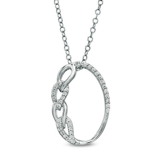 0.17 CT. T.W. Natural Diamond Oval Link Pendant in Sterling Silver