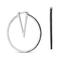 0.63 CT. T.W. Enhanced Black Diamond Hoop Earrings in Sterling Silver