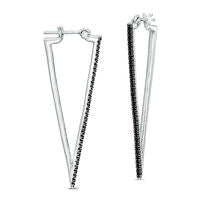 0.33 CT. T.W. Enhanced Black Diamond Triangle Hoop Earrings in Sterling Silver
