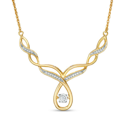 Unstoppable Love™ 0.17 CT. T.W. Natural Diamond Twist Necklace in 10K Yellow Gold - 16.5"