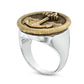 Men's Anchor and Waves Antique-Finished Signet Ring in Sterling Silver and Bronze