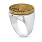 Men's Bead Frame Barn Star Antique-Finished Signet Ring in Sterling Silver and Bronze