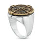 Men's Compass Antique-Finished Signet Ring in Sterling Silver and Bronze