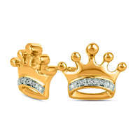 Diamond Accent Crown Stud Earrings in Sterling Silver with 14K Gold Plate