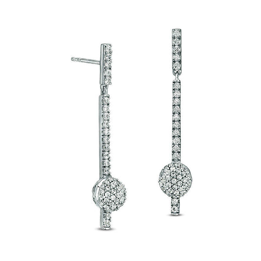 0.5 CT. T.W. Diamond Bar with Ball Drop Earrings in 10K White Gold