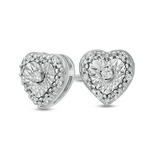 0.05 CT. T.W. Diamond Heart-Shaped Frame Stud Earrings in Sterling Silver