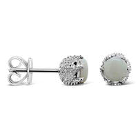 5.0mm Opal Solitaire Stud Earrings in Sterling Silver