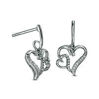 0.05 CT. T.W. Diamond Double Heart Drop Earrings in Sterling Silver