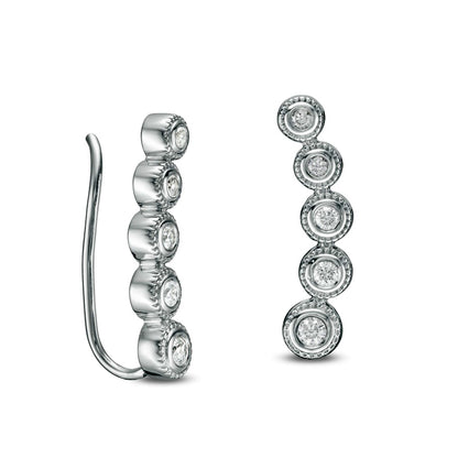 0.25 CT. T.W. Journey Diamond Crawler Vintage-Style Earrings in 10K White Gold