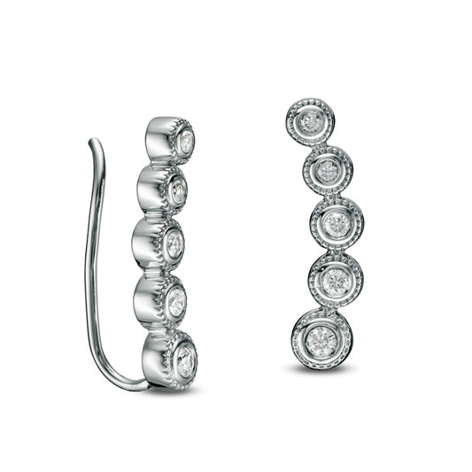 0.25 CT. T.W. Journey Diamond Crawler Vintage-Style Earrings in 10K White Gold