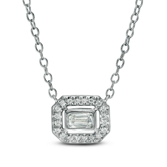 0.25 CT. T.W. Certified Emerald-Cut Natural Diamond Frame Necklace in 14K White Gold (I/I1)