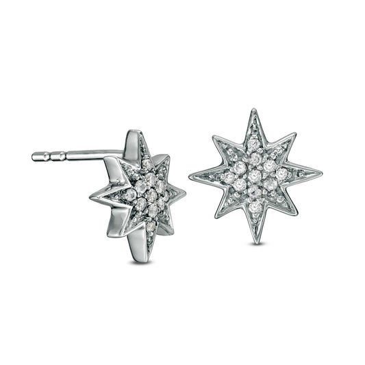 0.1 CT. T.W. Composite Diamond Starburst Stud Earrings in 10K White Gold