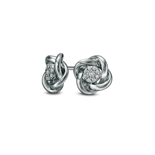 0.1 CT. T.W. Composite Diamond Love Knot Stud Earrings in 10K White Gold