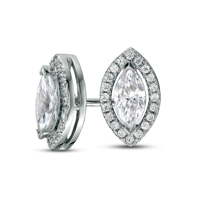 0.5 CT. T.W. Certified Marquise Diamond Frame Stud Earrings in 14K White Gold (I/I1)