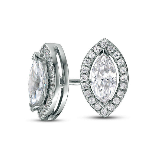 0.5 CT. T.W. Certified Marquise Diamond Frame Stud Earrings in 14K White Gold (I/I1)