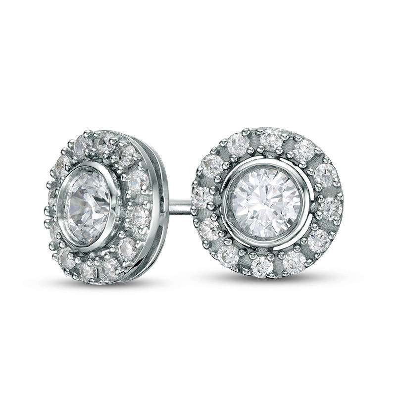 0.5 CT. T.W. Certified Diamond Frame Stud Earrings in 14K White Gold (I/I1)