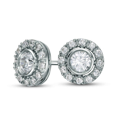 0.5 CT. T.W. Certified Diamond Frame Stud Earrings in 14K White Gold (I/I1)