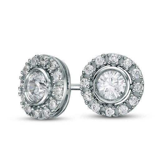 0.5 CT. T.W. Certified Diamond Frame Stud Earrings in 14K White Gold (I/I1)