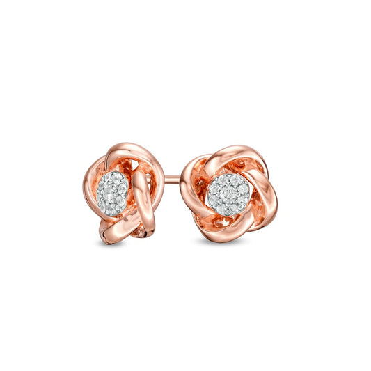 0.1 CT. T.W. Composite Diamond Love Knot Stud Earrings in 10K Rose Gold