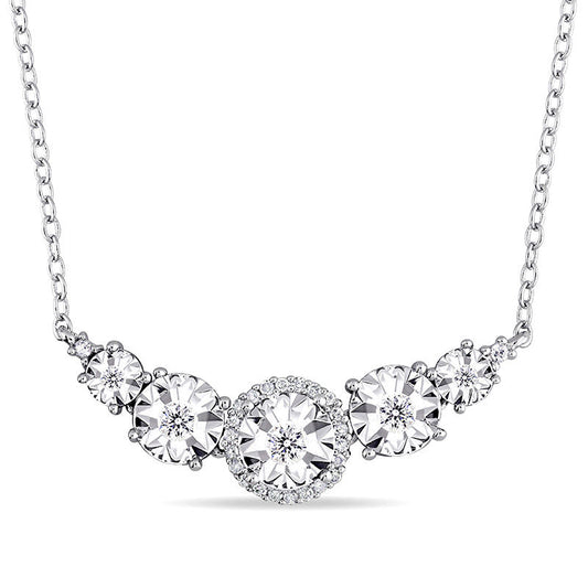 0.17 CT. T.W. Natural Diamond Curve Necklace in Sterling Silver - 17"