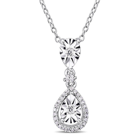0.2 CT. T.W. Natural Diamond Pendant Necklace in Sterling Silver